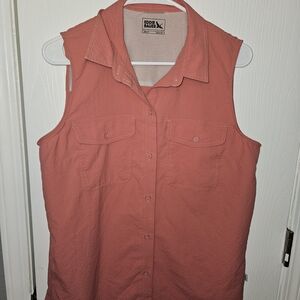 Eddie Bauer Coral Button-Front Sleeveless Shirt